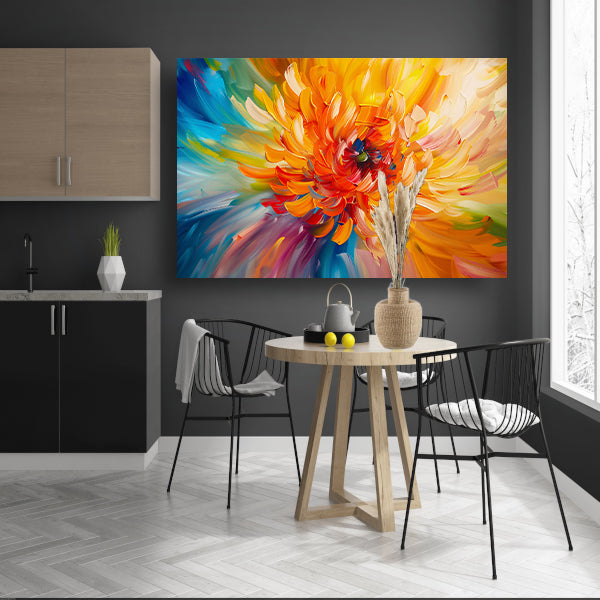 Abstracte schilderij van kleurrijke chrysant canvas