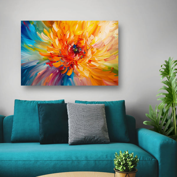 Abstracte schilderij van kleurrijke chrysant canvas