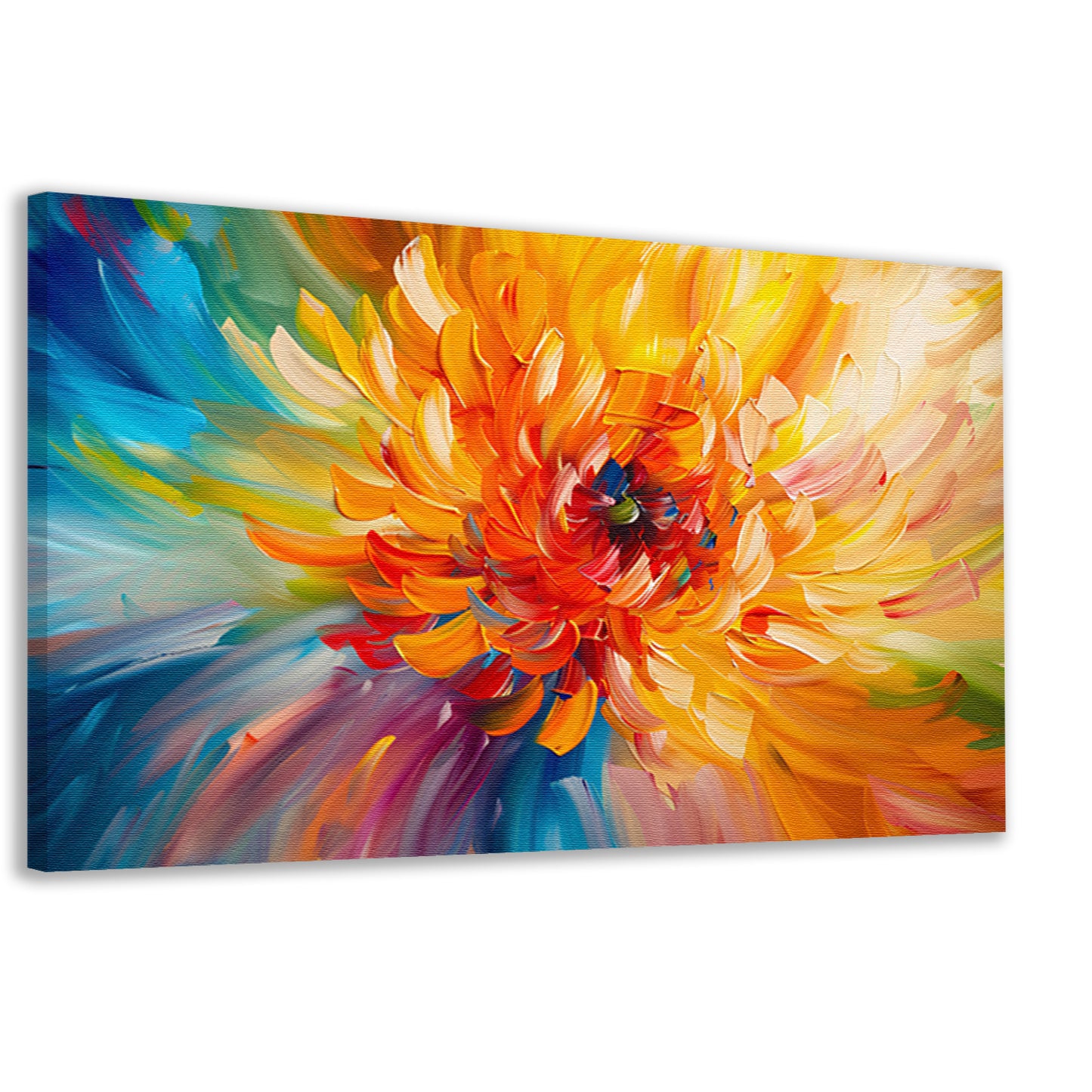Abstracte schilderij van kleurrijke chrysant canvas