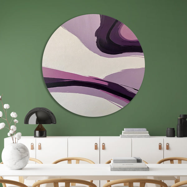 Abstracte Paarse Golven op Minimalistisch forex muurcirkel
