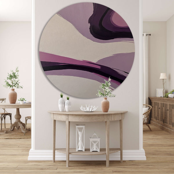 Abstracte Paarse Golven op Minimalistisch forex muurcirkel