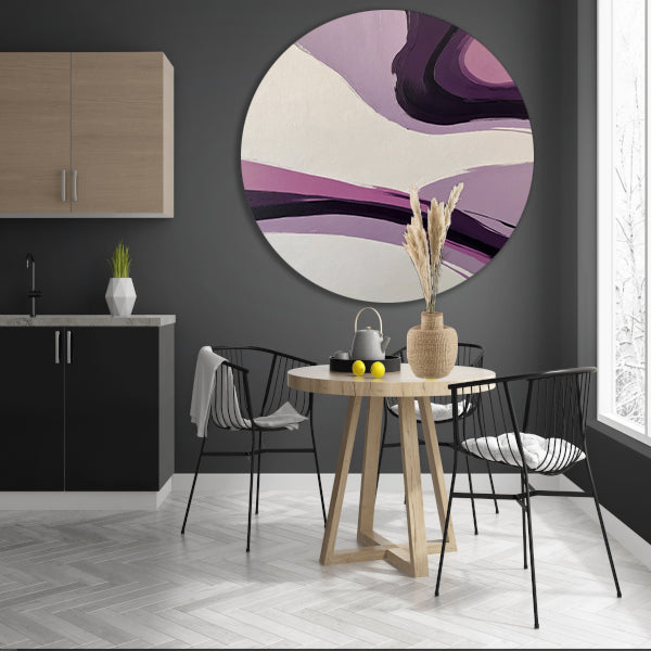 Abstracte Paarse Golven op Minimalistisch forex muurcirkel
