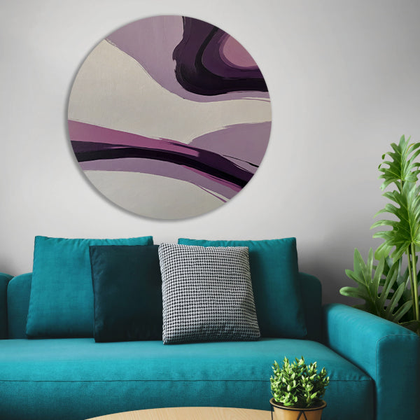 Abstracte Paarse Golven op Minimalistisch forex muurcirkel