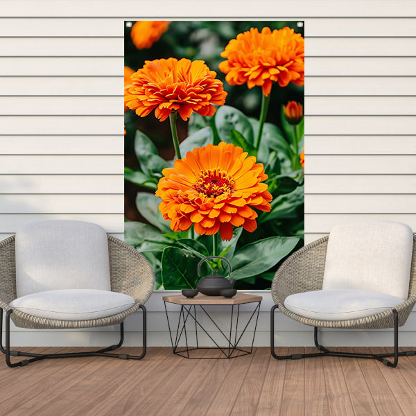 Oranje bloemen in bloei tuinposter