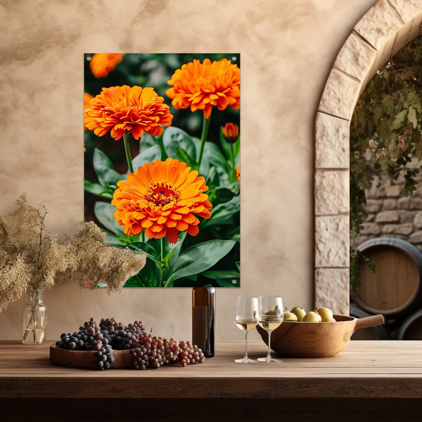 Oranje bloemen in bloei tuinposter