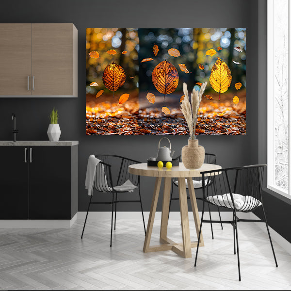 Herfstbladeren dansend in zacht licht canvas