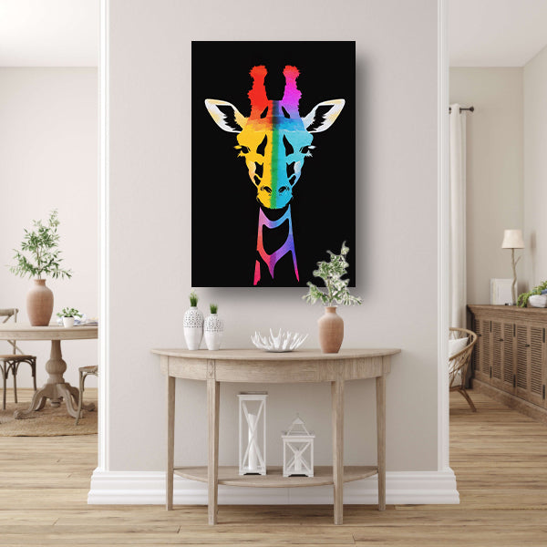 Abstracte kleurrijke giraffe in regenboogkleuren poster