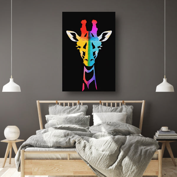 Abstracte kleurrijke giraffe in regenboogkleuren poster