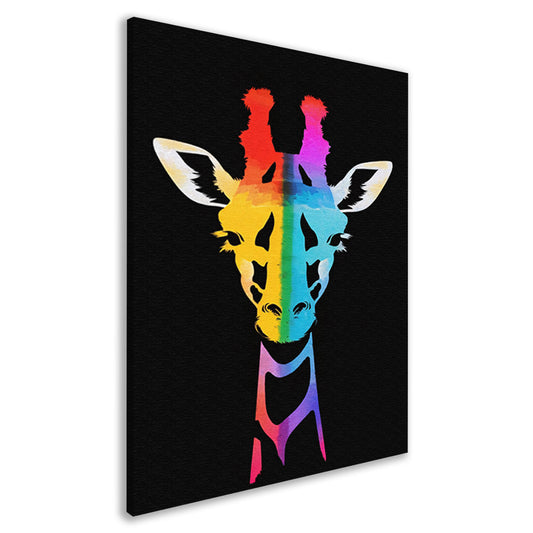 Abstracte kleurrijke giraffe in regenboogkleuren canvas