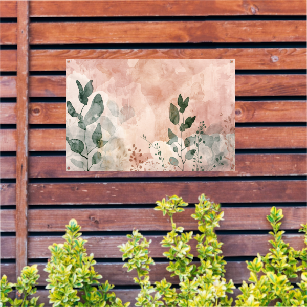 Sepia Bladeren in Aquarel Stijl tuinposter