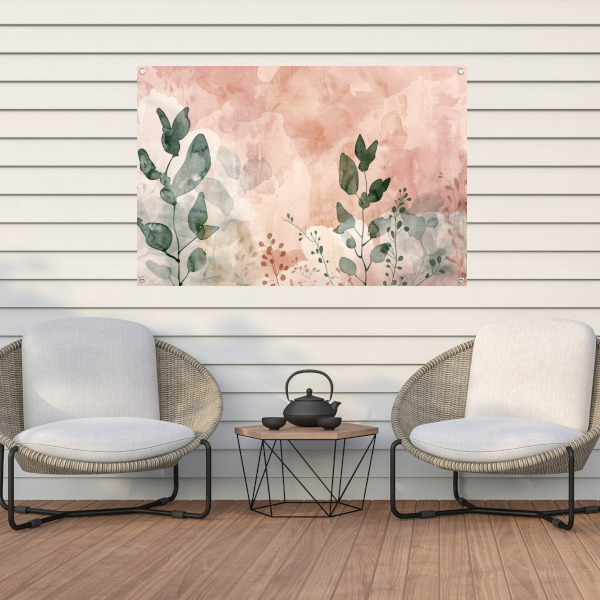 Sepia Bladeren in Aquarel Stijl tuinposter