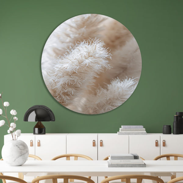 Close-up van Witte Pluimen forex muurcirkel