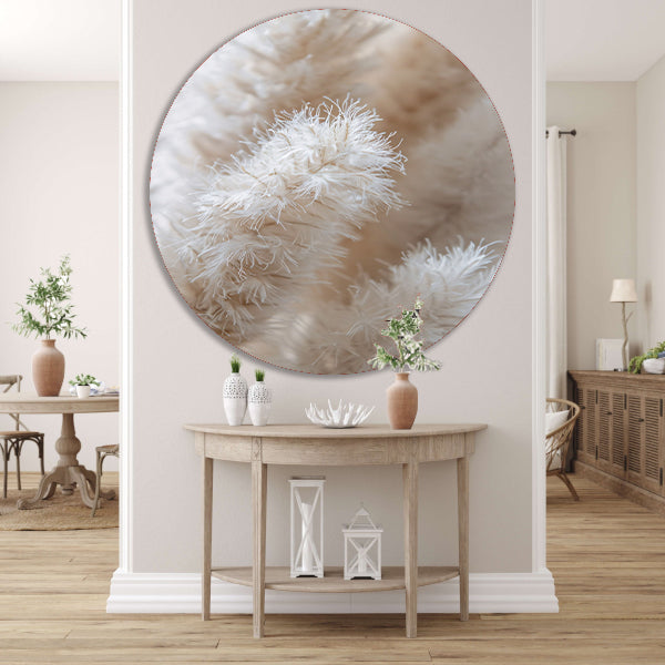Close-up van Witte Pluimen forex muurcirkel