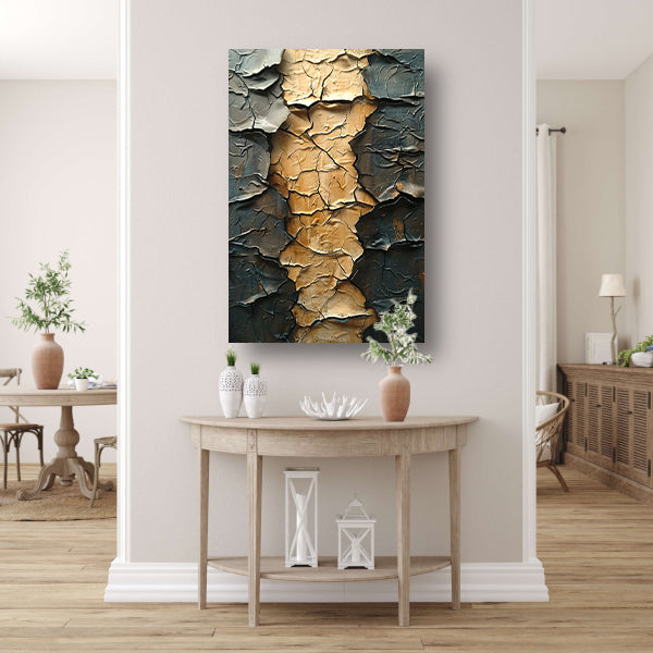Abstract met barsten en goudkleur canvas