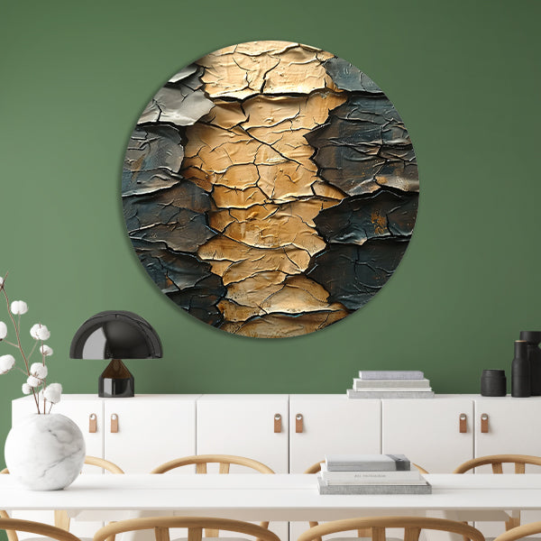 Abstract met barsten en goudkleur forex muurcirkel