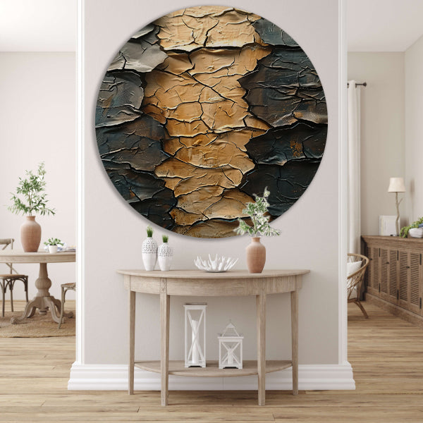 Abstract met barsten en goudkleur forex muurcirkel