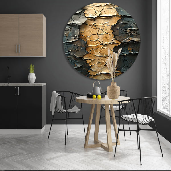 Abstract met barsten en goudkleur forex muurcirkel