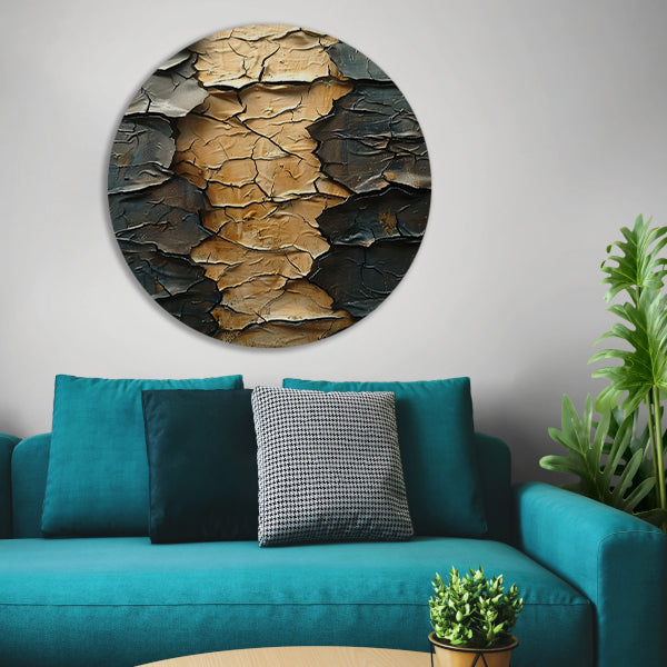 Abstract met barsten en goudkleur forex muurcirkel