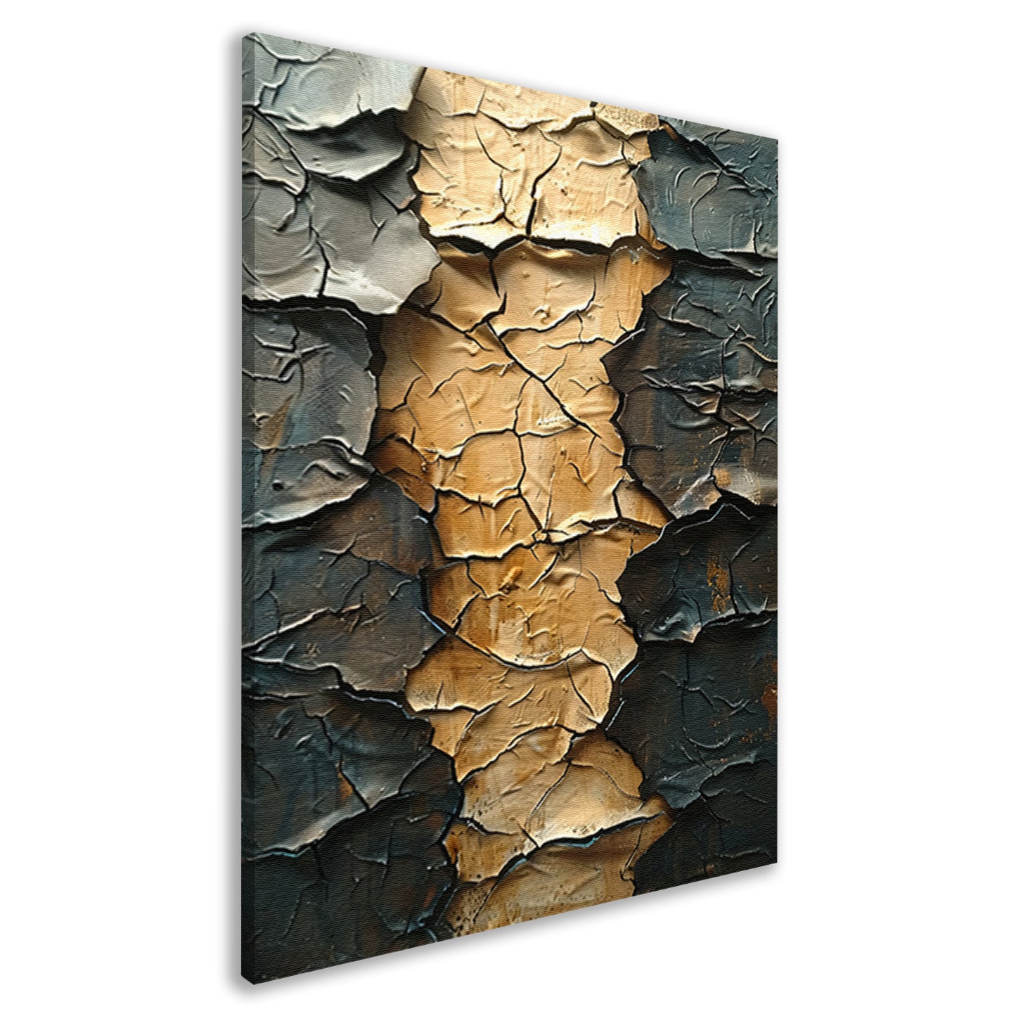 Abstract met barsten en goudkleur canvas