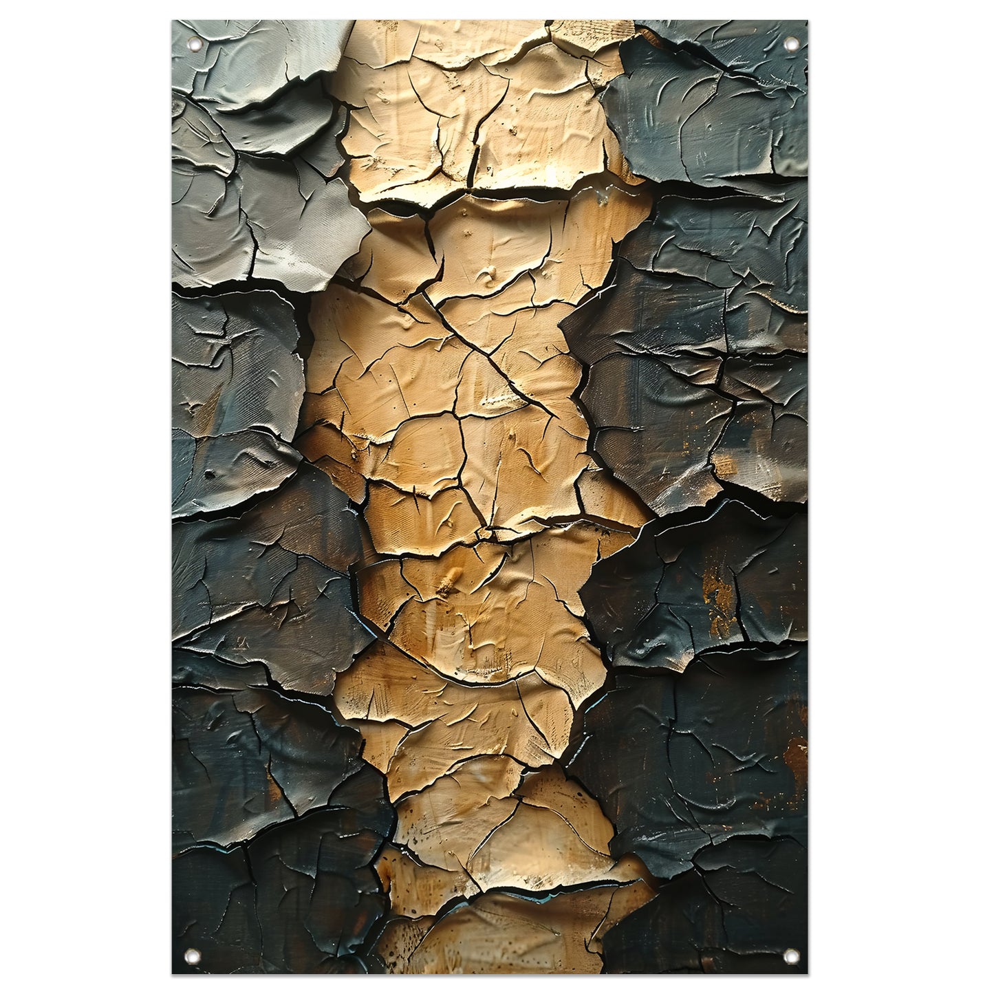 Abstract met barsten en goudkleur tuinposter