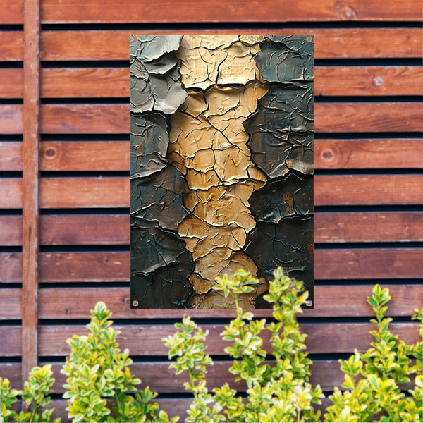 Abstract met barsten en goudkleur tuinposter