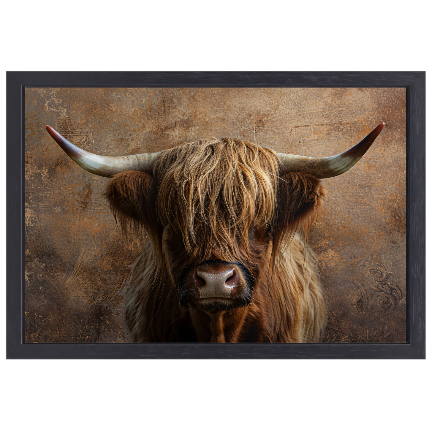 Schotse Hooglander Portret met Sepia Tinten canvas met baklijst