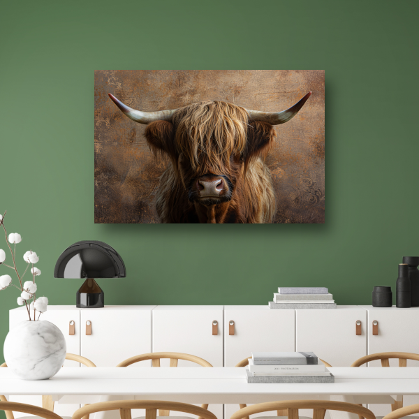 Schotse Hooglander Portret met Sepia Tinten canvas met baklijst
