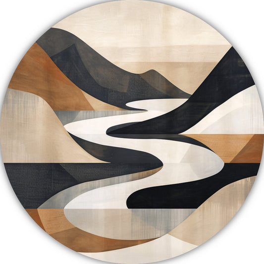 Stijlvolle Monochrome Geometrische Abstracte Rivier aluminium muurcirkel