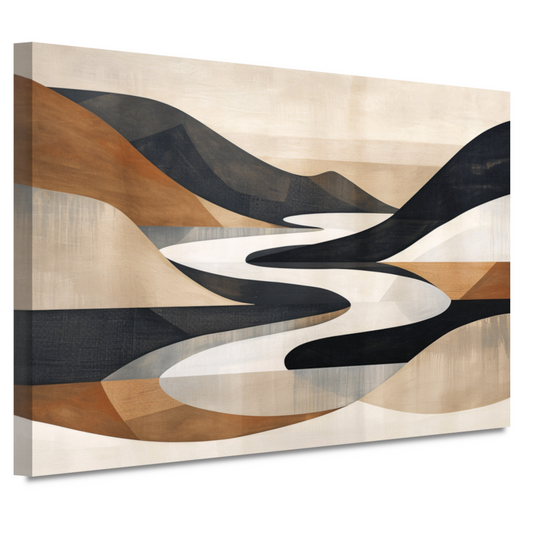 Stijlvolle Monochrome Geometrische Abstracte Rivier canvas