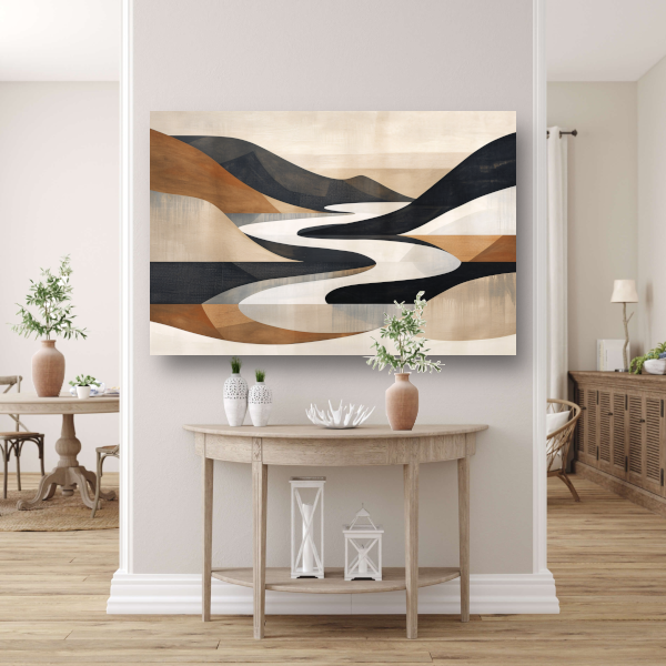 Stijlvolle Monochrome Geometrische Abstracte Rivier canvas