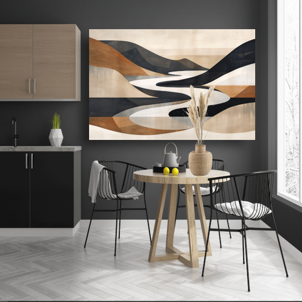 Stijlvolle Monochrome Geometrische Abstracte Rivier canvas