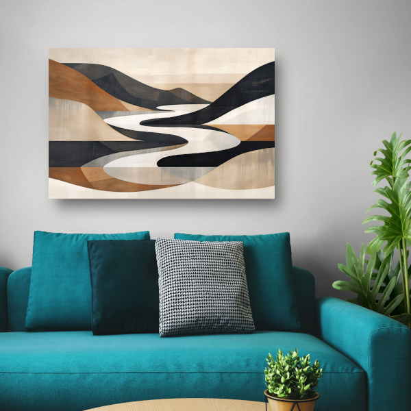Stijlvolle Monochrome Geometrische Abstracte Rivier canvas