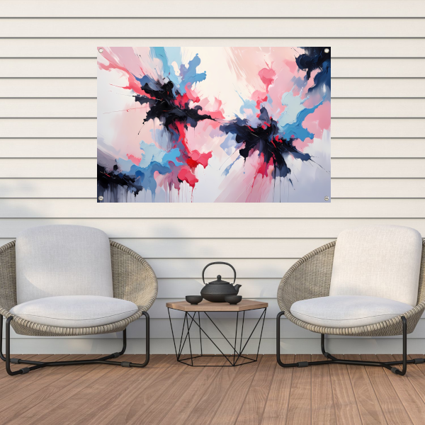 Dynamische abstracte explosie van kleur tuinposter