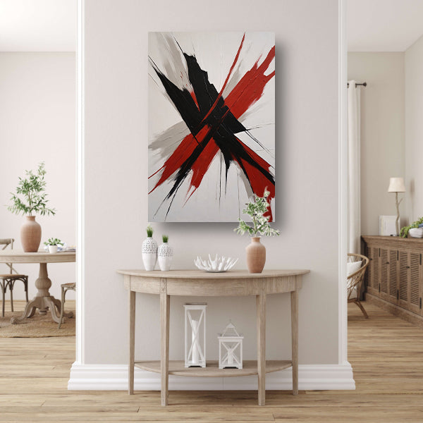 Abstracte Dynamiek in Zwart en Rood canvas