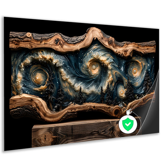 Houten sterrenhemel wanddecoratie poster