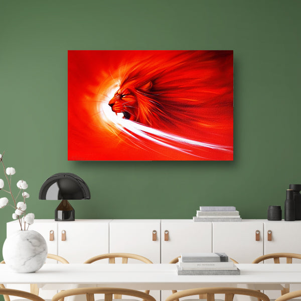 Abstracte leeuw in vurige kleuren schilderij canvas