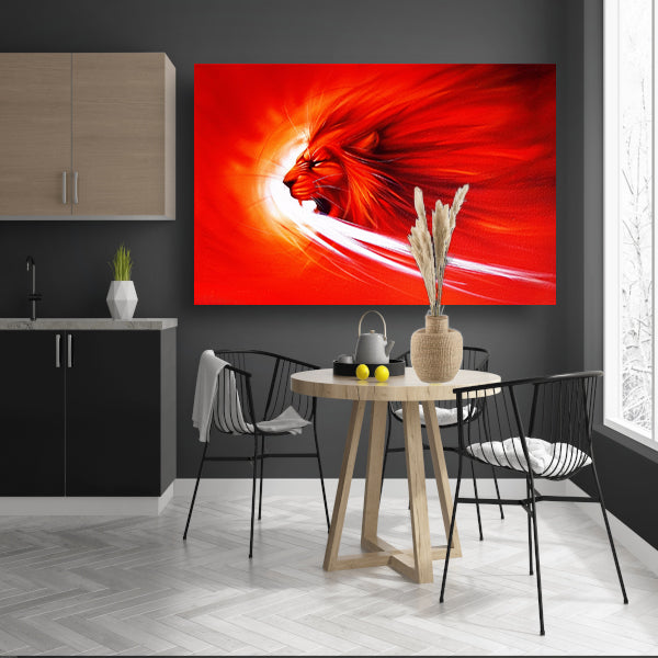 Abstracte leeuw in vurige kleuren schilderij canvas