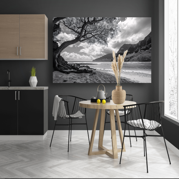 Eenzame boom op strand canvas