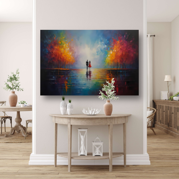 Reflecties van Liefde in Kleurrijk Bos poster