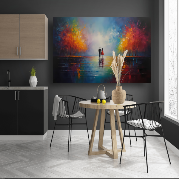 Reflecties van Liefde in Kleurrijk Bos poster