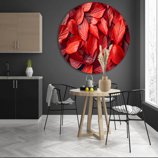 Close-up van Dieprode Herfstbladeren forex muurcirkel