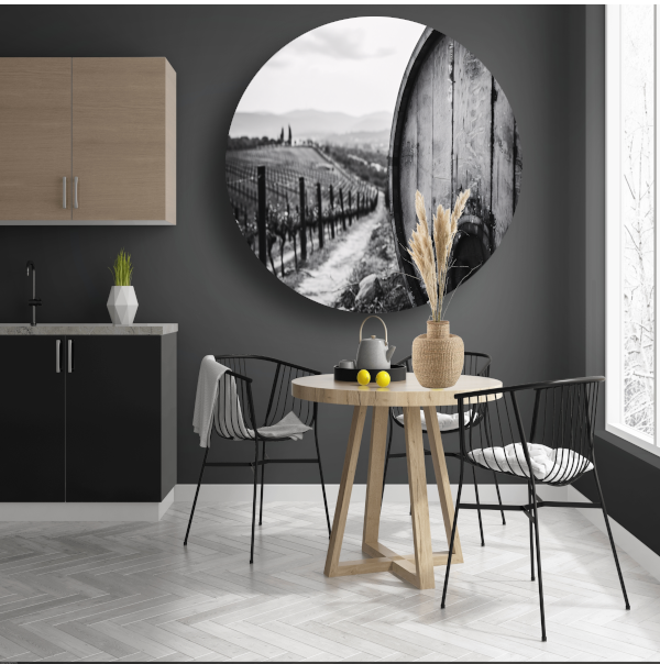 Minimalistisch Wijnvat Stilleven aluminium muurcirkel