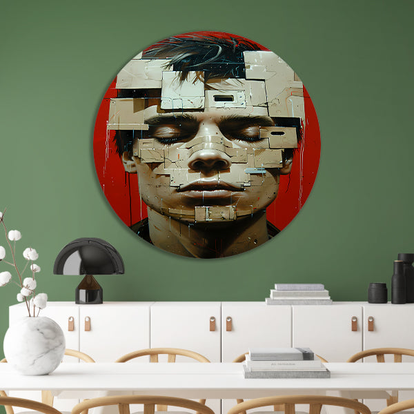 Abstract futuristisch gezicht met geometrische vormen forex muurcirkel