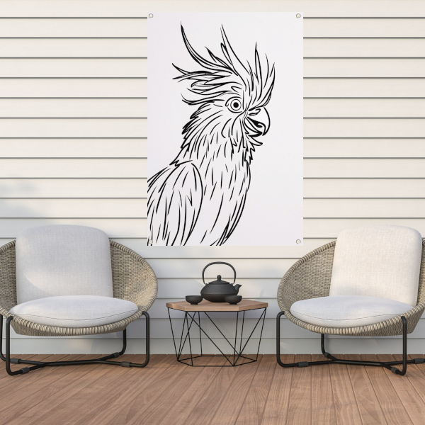 Eenvoudige Zwarte Lijnen Vogel Illustratie tuinposter