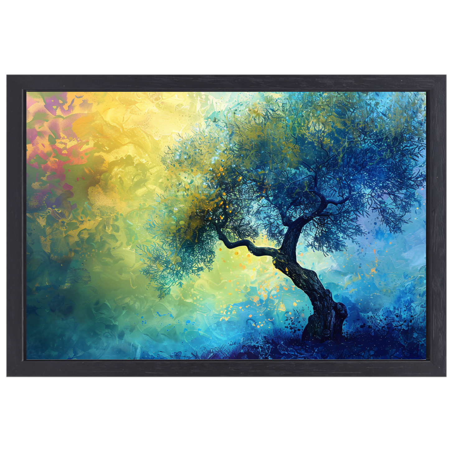 Kleurrijke Abstracte Boom canvas met baklijst