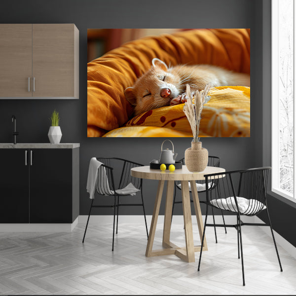 Slapende Fret op Zacht Kussen canvas