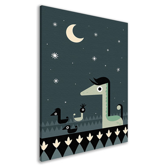 Paard en vogels onder de maan canvas