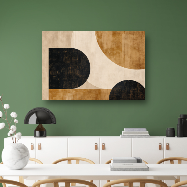 Abstracte Beige en Zwarte Organische Vormen canvas