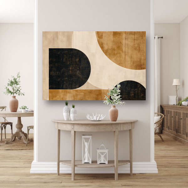 Abstracte Beige en Zwarte Organische Vormen canvas