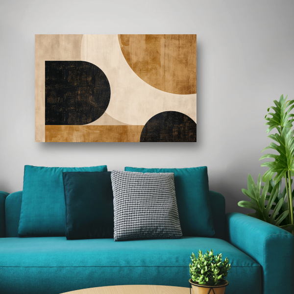 Abstracte Beige en Zwarte Organische Vormen canvas